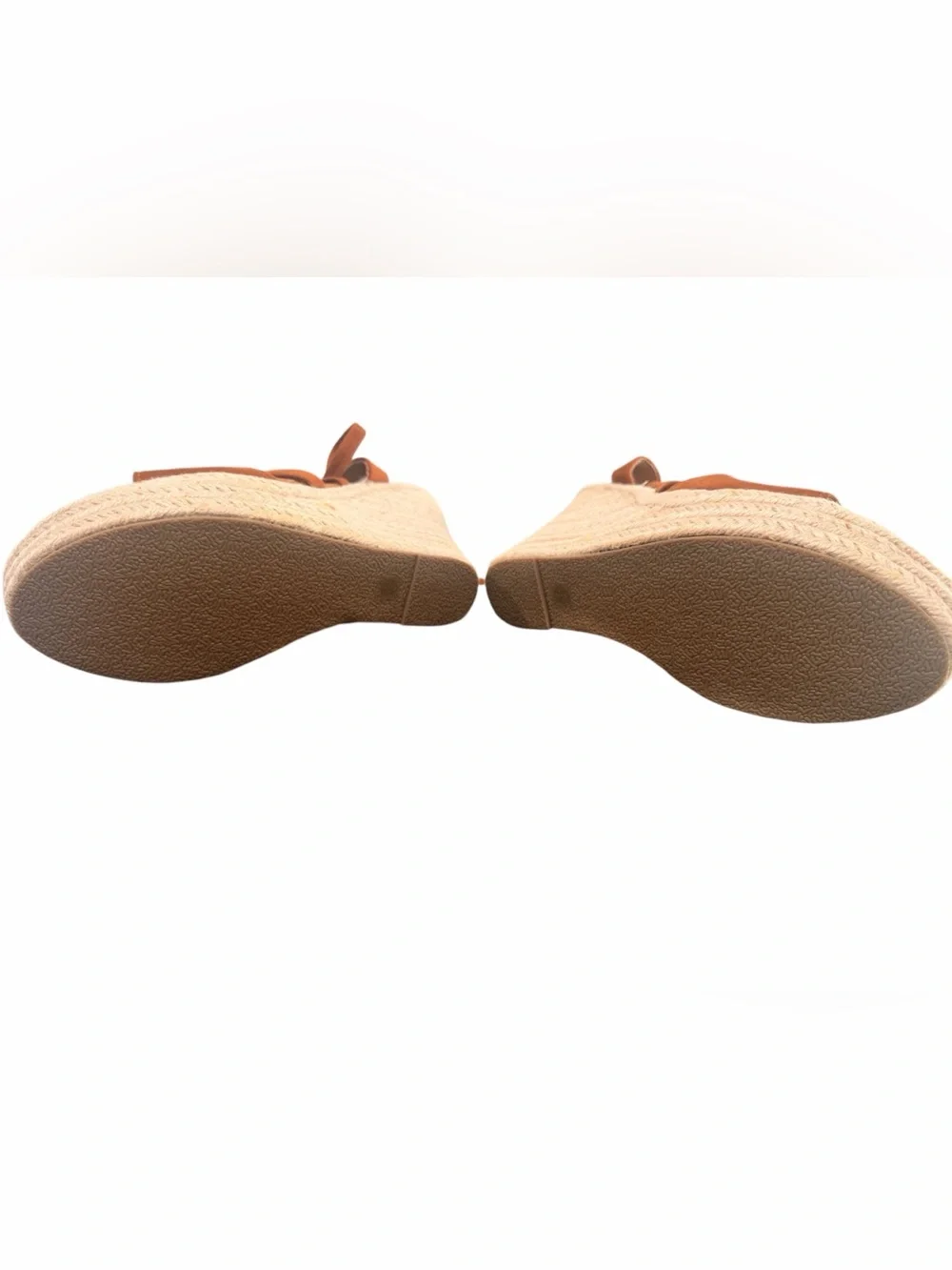 Tan Lace-Up Wedge Sandals